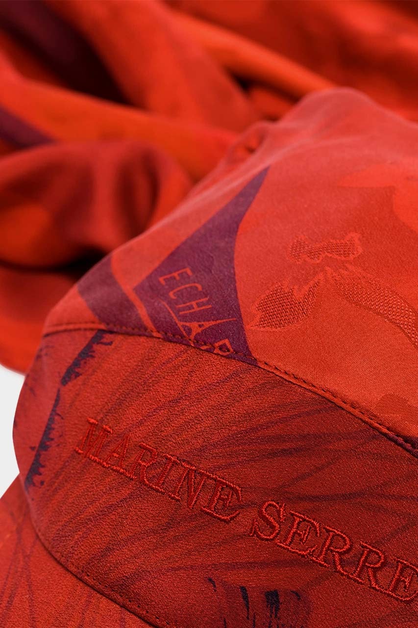 marine serre red flou embroidered logo silk cap spring summer 2020 ss20