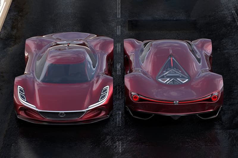 Mazda RX-10 Vision Long Tail Concept Car Imagined by Maximilian Schneider Hydrogen Powered Hypercar 1030 HP Low Slung Design Render First Look Automotive Design Futuristic Japanese Motors Rotary Engines 