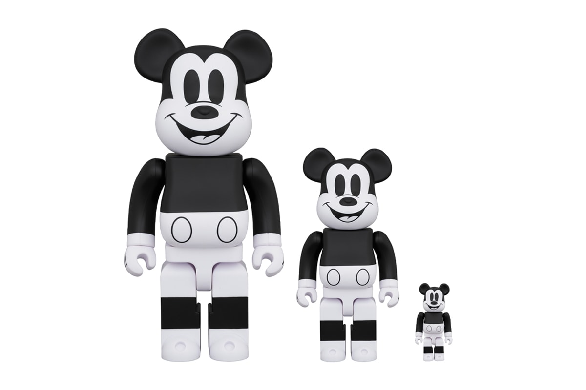 Medicom Toy mickey mouse 100 400 1000 Percent BEARBRICK Release disney steamboat 1928 black and white monochromatic spring summer 2020 collection toys figures 