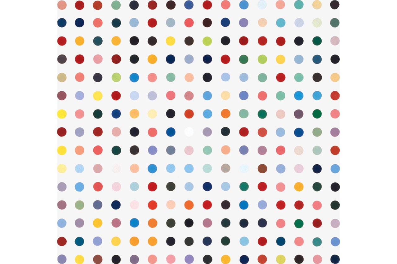 MSCHF 'Severed Spots' Project Damien Hirst Print Cut Up Dots Auction Rainbow Spot Painting ‘Abalone Acetone Powder’