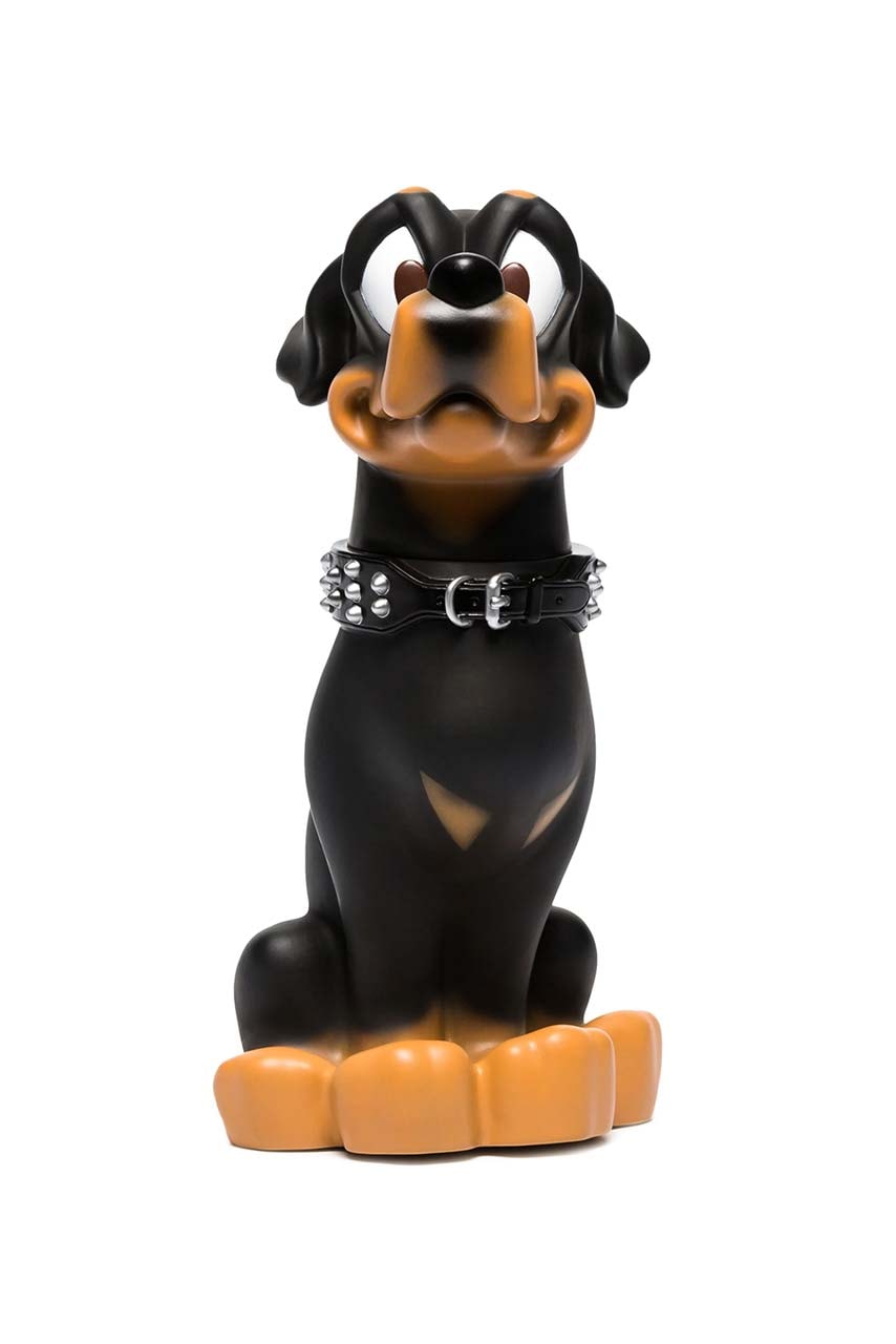 neighborhood Black Rottweiler dog Money Box in Ceramic with spiked dog collar removable base compartment browns