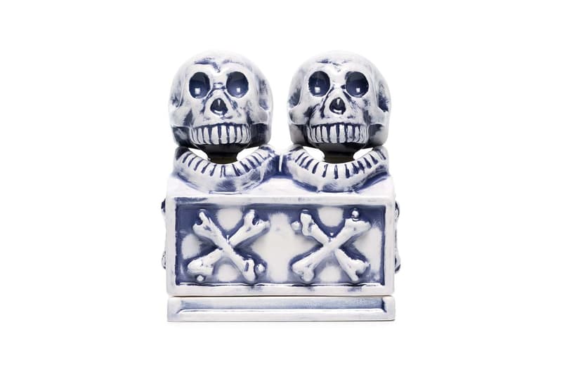neighborhood blue booze reaper dual skull incense chamber silver tone SS20 two skulls ceramic