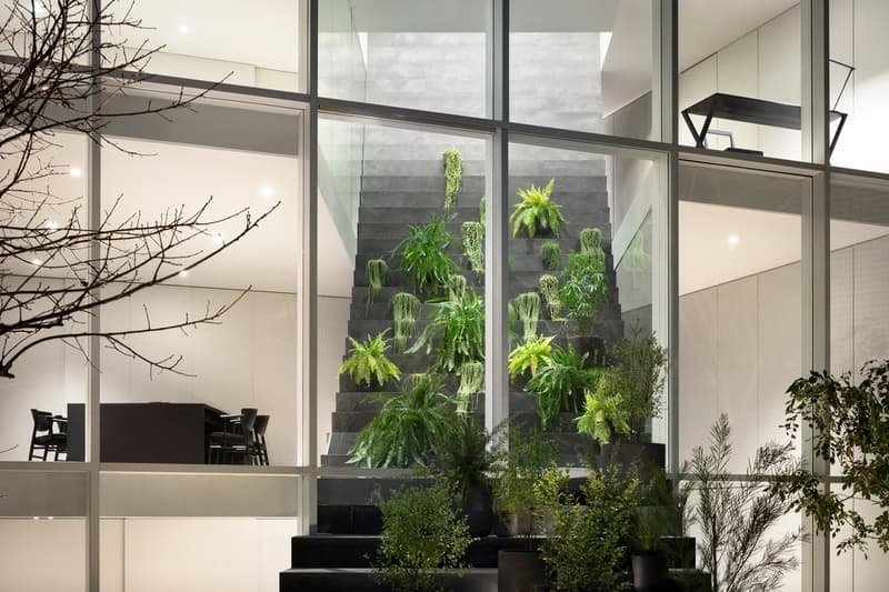 nendo Stairway House Design Shinjuku Tokyo Staircase Plants Steps Steel Concrete Windowless Facade White Black Furniture