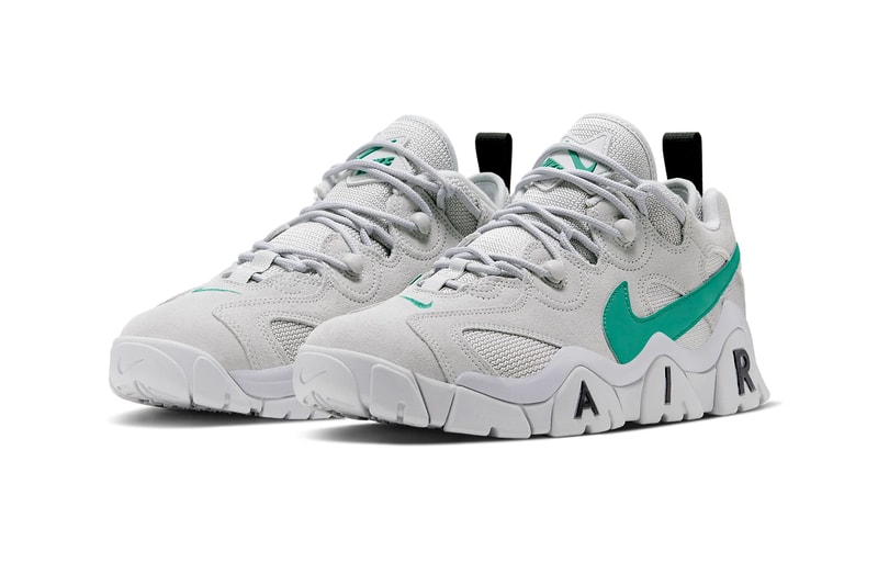 Nike Air Barrage Low Neptune Green Release Info CW3129-001 Buy Price Grey Fog Vast Grey