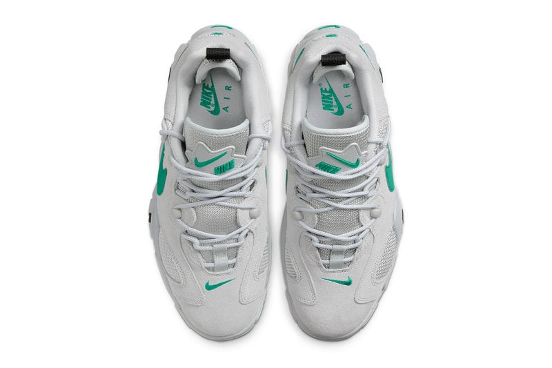 Nike Air Barrage Low Neptune Green Release Info CW3129-001 Buy Price Grey Fog Vast Grey