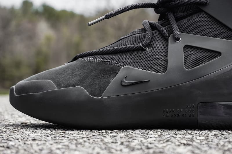 nike air fear of god 1 noir detailed closer official look triple black jerry lorenzo fog ar4237 005 release date info photos price