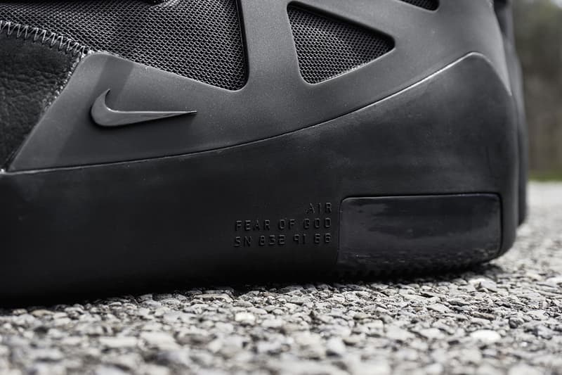 nike air fear of god 1 noir detailed closer official look triple black jerry lorenzo fog ar4237 005 release date info photos price