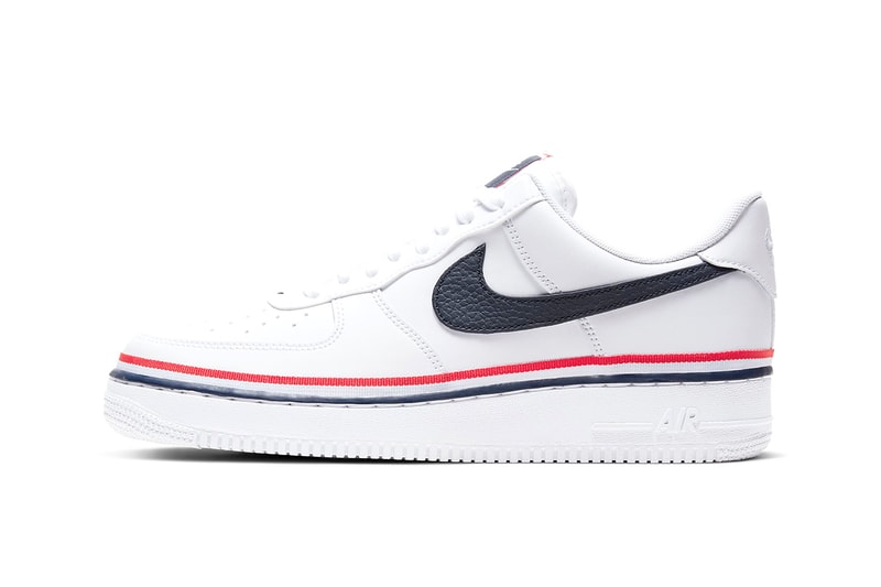Nike Air Force 1 '07 LV8 "White/Habanero Red/Obsidian" Preppy Three Colored Tricolor Stripe Release Information Drop Date Swoosh AF1 White Sneakers Summer Kicks Ribbon Webbing Leather CJ1377-100 