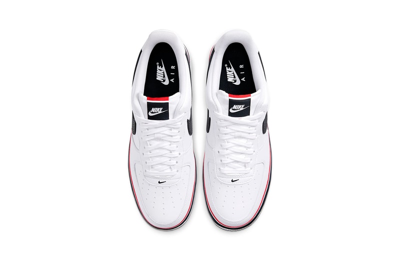 Nike Air Force 1 '07 LV8 "White/Habanero Red/Obsidian" Preppy Three Colored Tricolor Stripe Release Information Drop Date Swoosh AF1 White Sneakers Summer Kicks Ribbon Webbing Leather CJ1377-100 