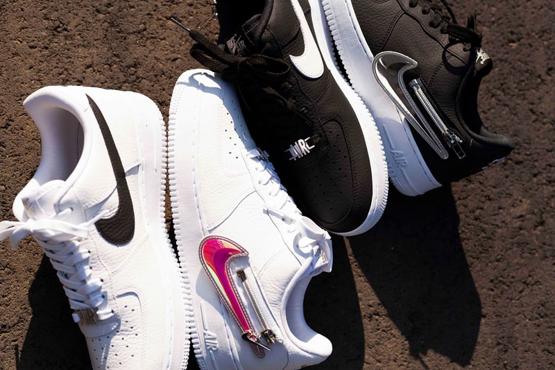 Nike Air Force 1 '07 Premium "Zip Swoosh" Release Information First Look Removable Switch Customize Change Tick AF1 Black White Red White Neon Yellow Iridescent 