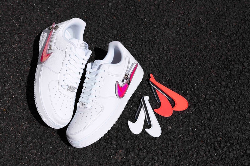Nike Air Force 1 '07 Premium "Zip Swoosh" Release Information First Look Removable Switch Customize Change Tick AF1 Black White Red White Neon Yellow Iridescent 