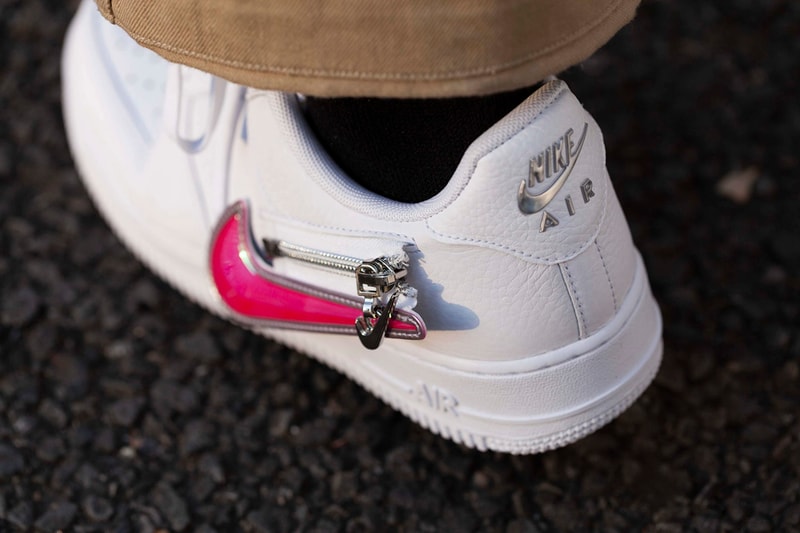Nike Air Force 1 '07 Premium "Zip Swoosh" Release Information First Look Removable Switch Customize Change Tick AF1 Black White Red White Neon Yellow Iridescent 