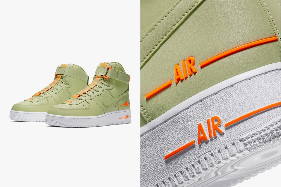 Nike Air Force 1 High Olive Aura Total Orange CJ1385-300 Release Date - SBD