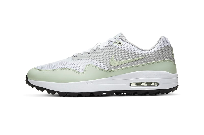 Nike Air Max 1 G white jade Aura neutral gray black menswear streetwear shoes sneakers kicks footwear trainers runners golf golfing spring summer 2020 collection CI7576 111 swoosh