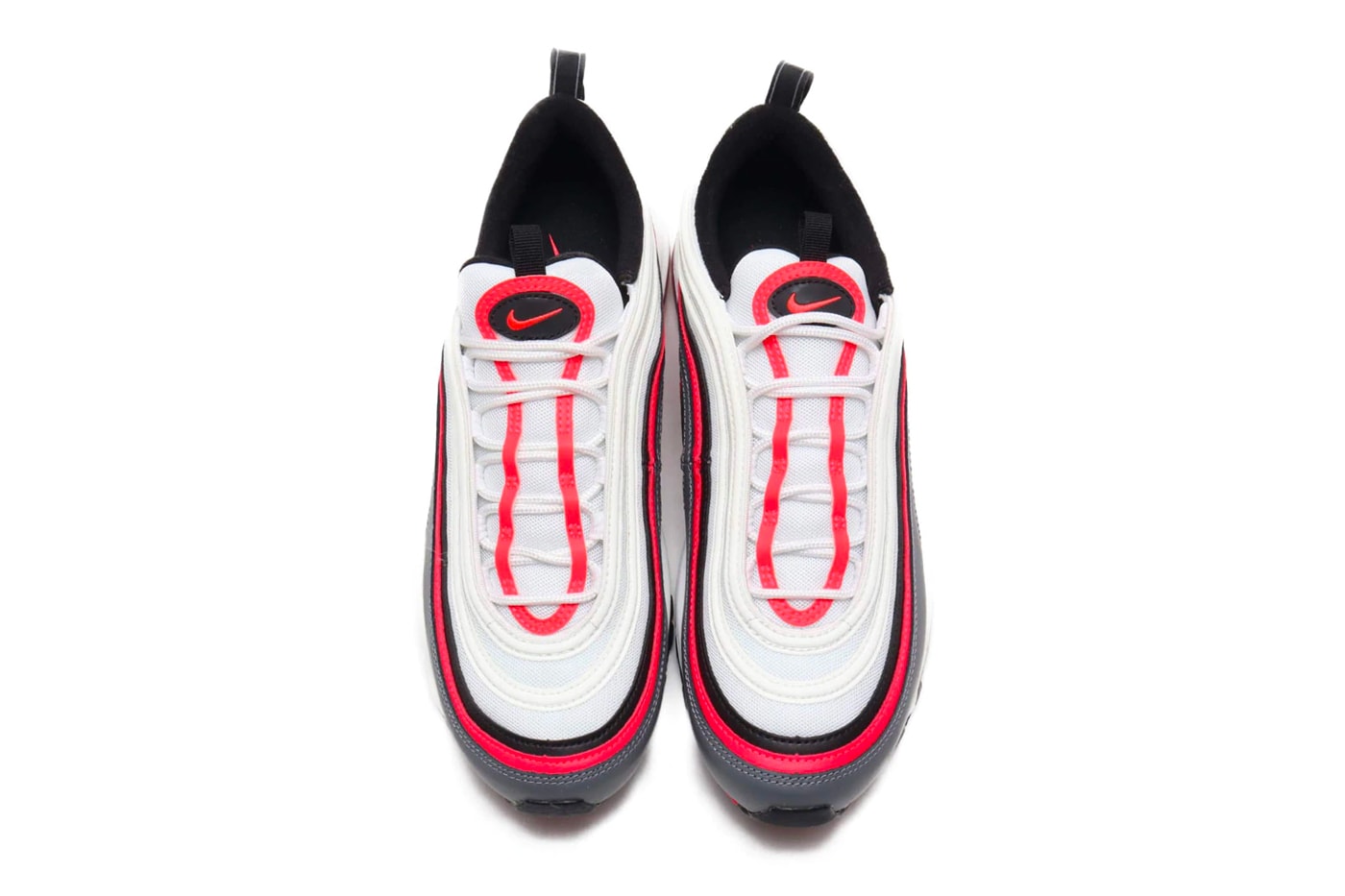 Nike Air Max 97 White Laser Crimson BLACK SMOKE GREY menswear streetwear sneakers footwear shoes trainers runners spring summer 2020 collection swoosh cw5419 100 