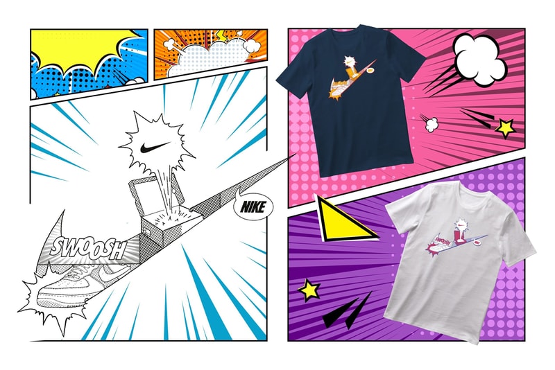 Nike Manga T-Shirt Collection Release Info Air Force 1 Shoebox Basketball Hoop Comic Strips Speech Bubble Swoosh 