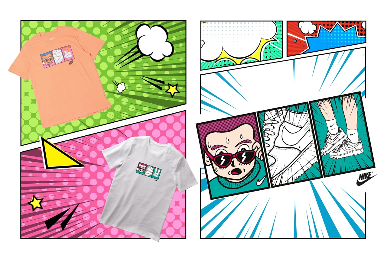 Nike Manga T-Shirt Collection Release Info Air Force 1 Shoebox Basketball Hoop Comic Strips Speech Bubble Swoosh 