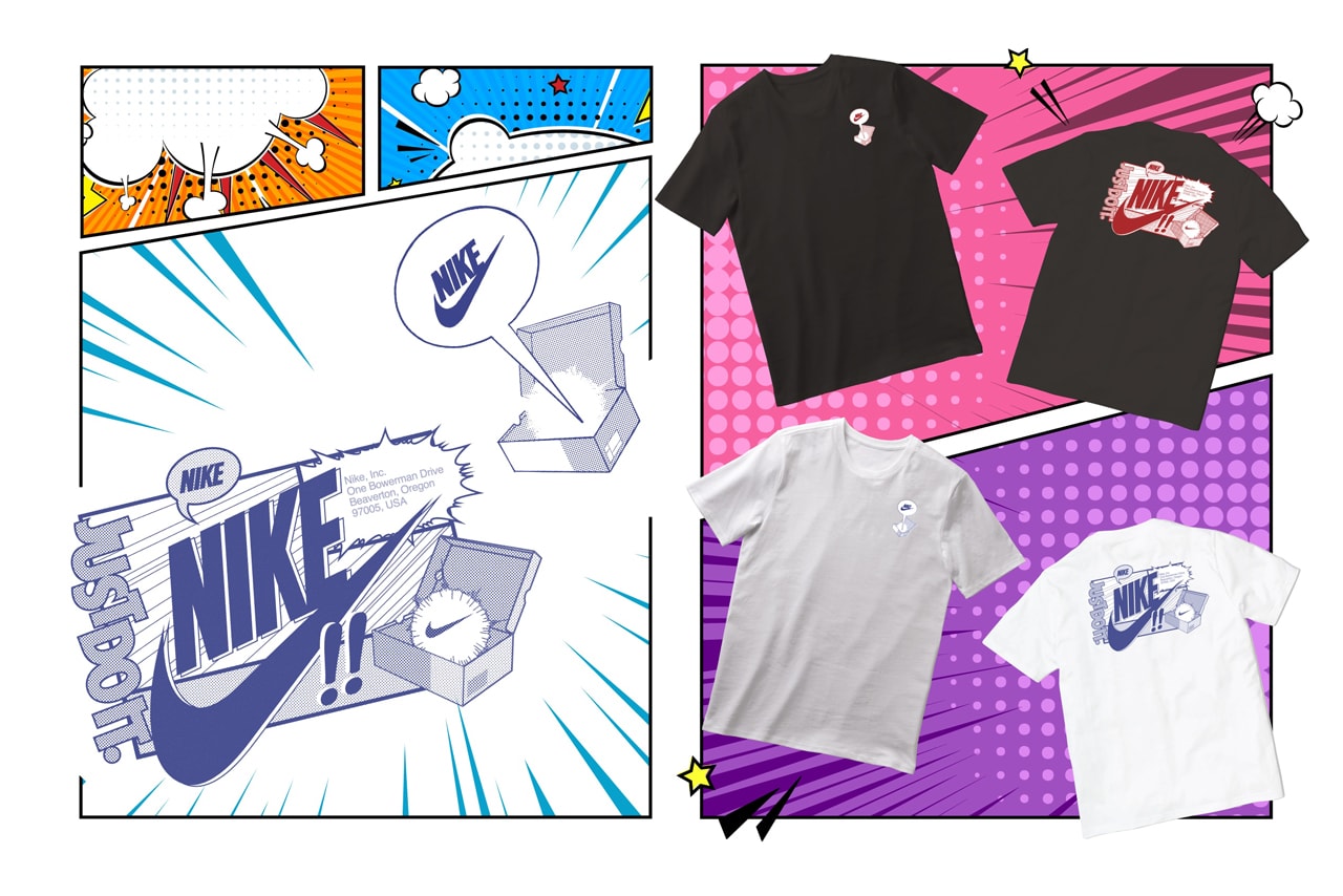 Nike Manga T-Shirt Collection Release Info Air Force 1 Shoebox Basketball Hoop Comic Strips Speech Bubble Swoosh 