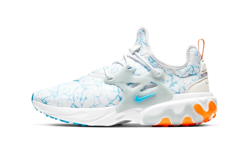 Nike React Presto Premium Aura Blue Fury total orange white menswear streetwear spring summer 2020 collection shoes footwear kicks runners trainers sneakers swoosh CN7664 100
