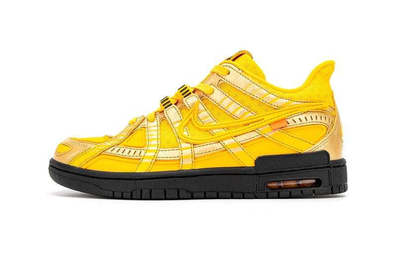 Off White Nike Air Rubber Dunk University Gold Closer Look Release Info CU6015-700 White University Blue Black Green Strike 