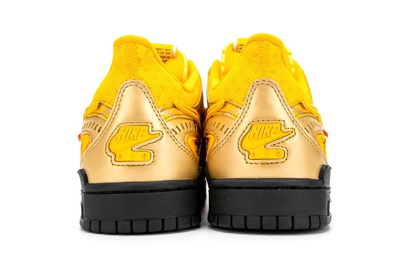 Off White Nike Air Rubber Dunk University Gold Closer Look Release Info CU6015-700 White University Blue Black Green Strike