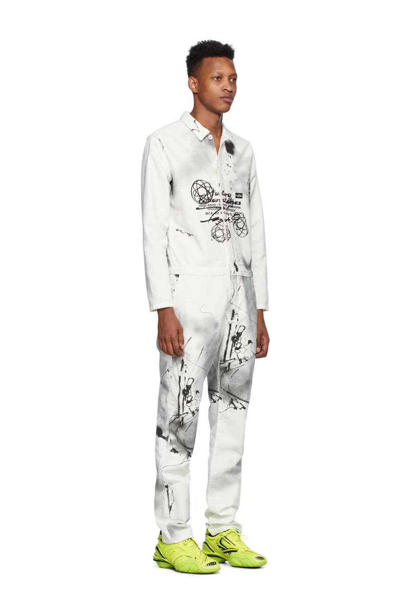 futura 2000 off white boiler jumpsuit long sleeve cotton ss20 spring summer 2020 collaboration release paint splatter