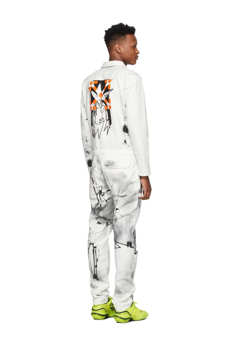 futura 2000 off white boiler jumpsuit long sleeve cotton ss20 spring summer 2020 collaboration release paint splatter