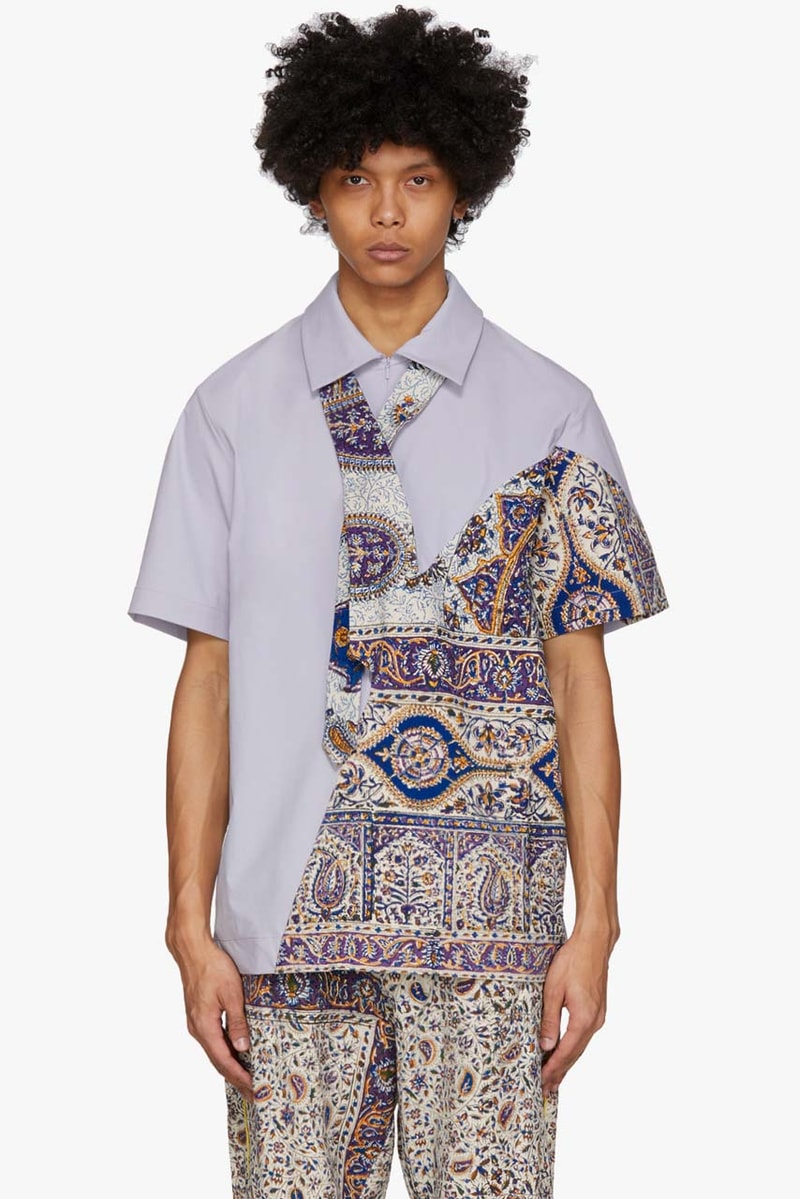 paria farzaneh beige iranian print overshirt panel polo trousers shorts 