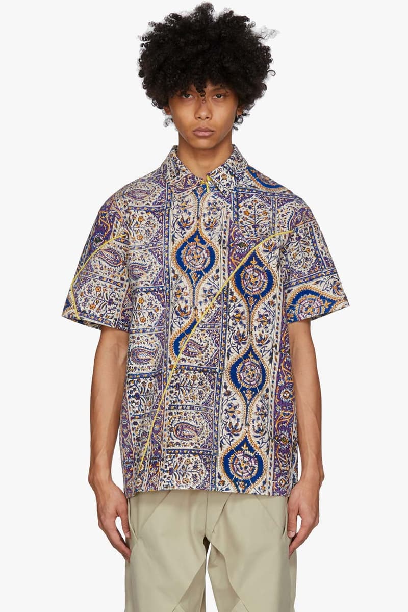 paria farzaneh beige iranian print overshirt panel polo trousers shorts