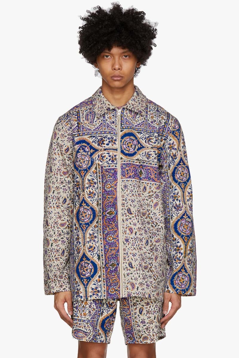 paria farzaneh beige iranian print overshirt panel polo trousers shorts