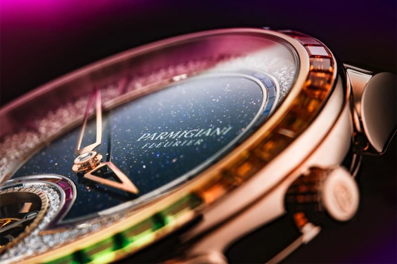 parmigiani fleurier tonda 1950 tourbillon double rainbow sapphires diamonds hermes strap watches accessories