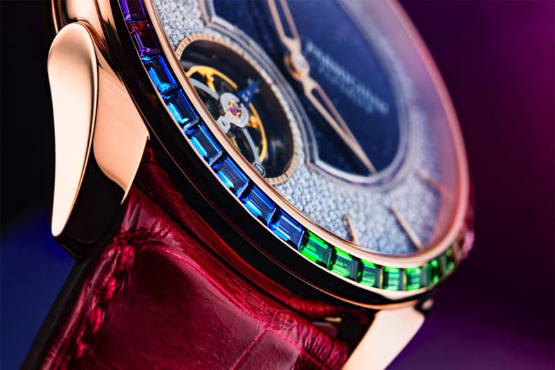 parmigiani fleurier tonda 1950 tourbillon double rainbow sapphires diamonds hermes strap watches accessories