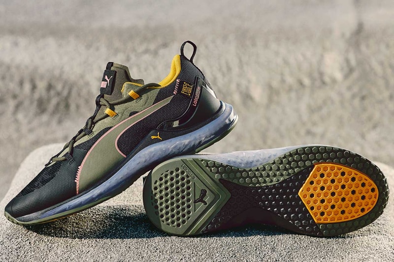 First Mile x PUMA Second Sustainable Footwear Collection Earth Day LQD CELL Sneaker Shorts Shirts Tank Tops Camouflage Green Black Pink Hydra Camo Shatter Camo