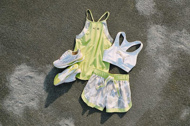 First Mile x PUMA Second Sustainable Footwear Collection Earth Day LQD CELL Sneaker Shorts Shirts Tank Tops Camouflage Green Black Pink Hydra Camo Shatter Camo