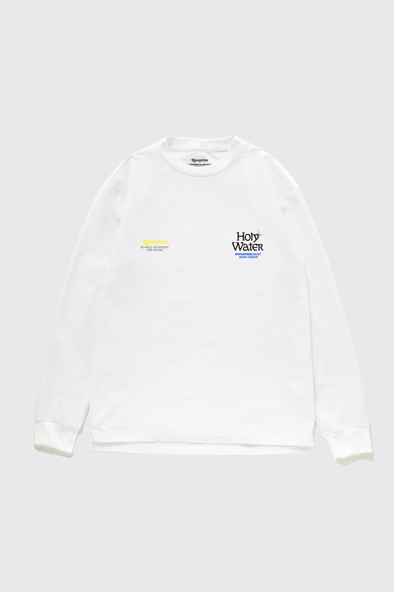 reception clothing france holy water t-shirt longsleeve wash your hands coronavirus covid 19 world health organization charity