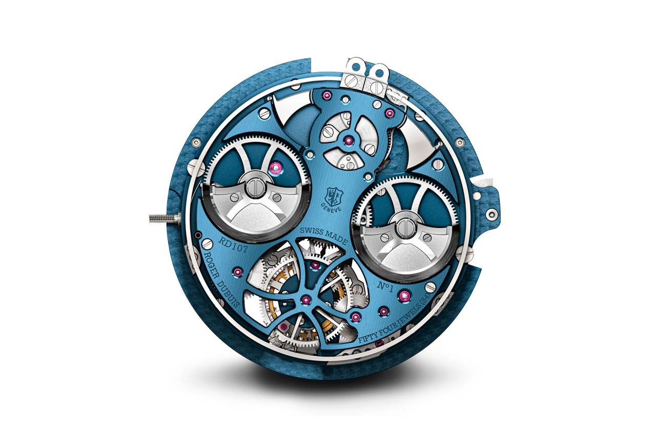 roger dubuis excalibur diabolus machina blue watch release timepiece minute repeater flying tourbillon 571000 dollars usd exclusive one of one sapphire crystal