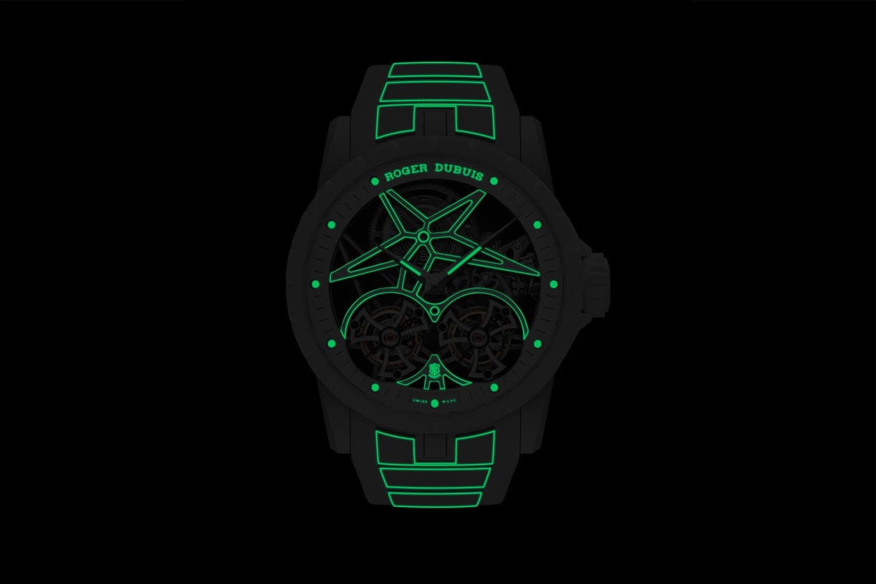  Roger Dubuis Excalibur Twofold Watch Closer Look glow in the dark day and night luminescent timepiece watch avant garde design black white