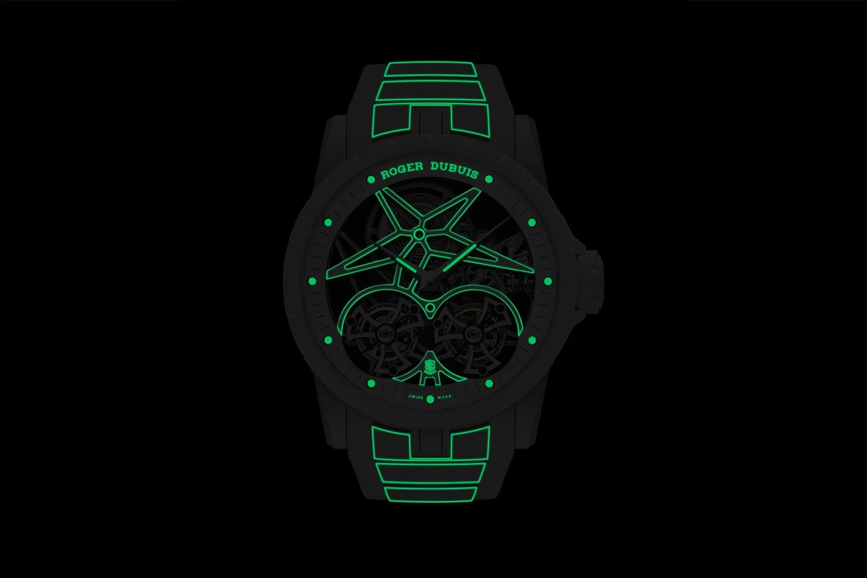  Roger Dubuis Excalibur Twofold Watch Closer Look glow in the dark day and night luminescent timepiece watch avant garde design black white