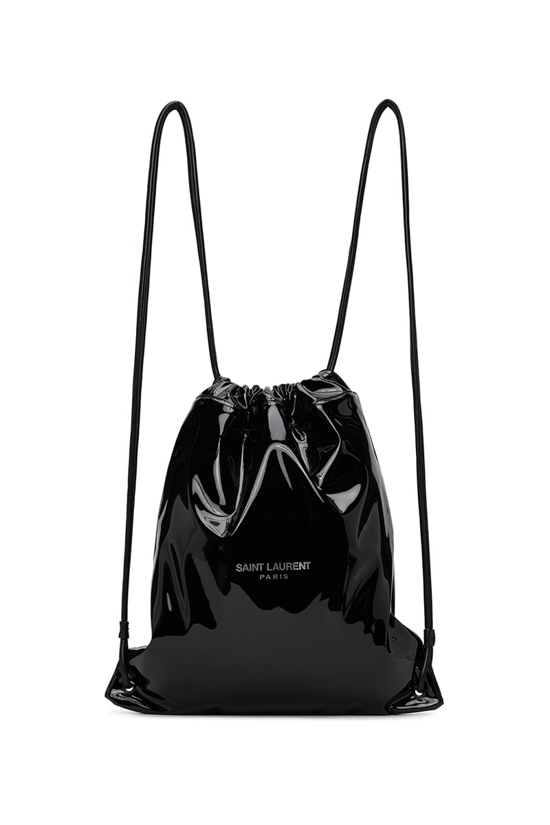 Saint Laurent Black Teddy Backpack Release Information Sportswear Inspired Carrying Options Bags Patent Lambskin Drawstring Zipper Interior Pocket Silver Tone Branding YSL Anthony Vaccarello