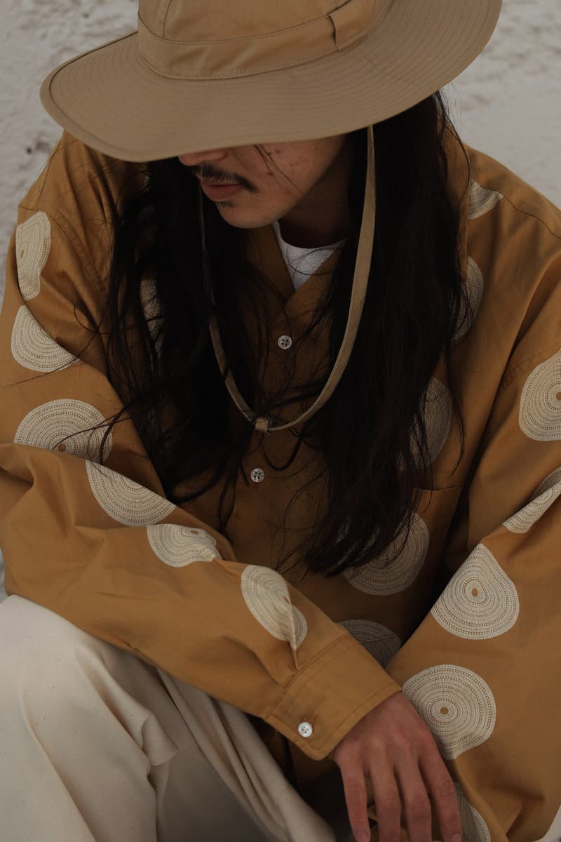 Sillage Drop 1 Summer 2020 Collection Japanese calligrapher Ryo Koizumi Nicolas Yuthanan Chalmeau silhouettes artful open collar shirt oversized denim pants ventile Sahara hats 