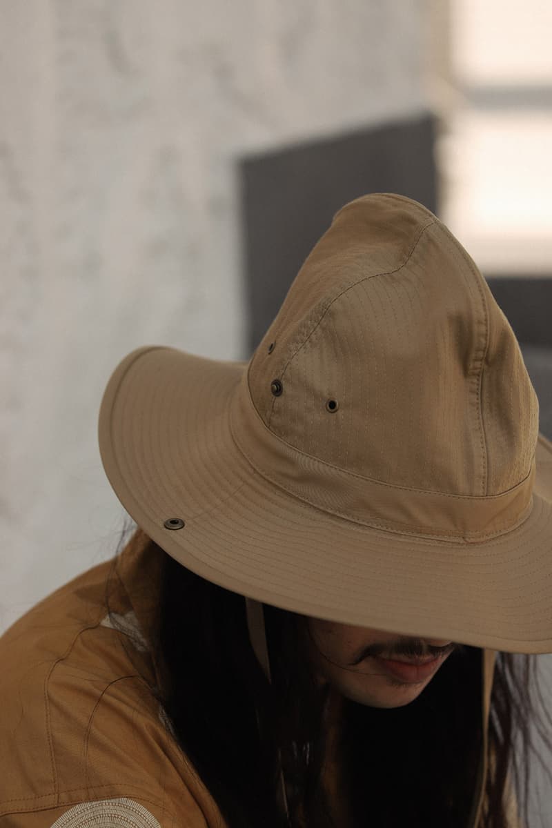 Sillage Drop 1 Summer 2020 Collection Japanese calligrapher Ryo Koizumi Nicolas Yuthanan Chalmeau silhouettes artful open collar shirt oversized denim pants ventile Sahara hats 