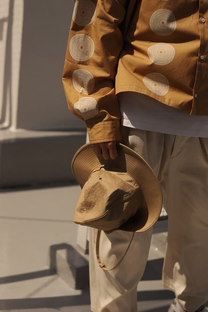 Sillage Drop 1 Summer 2020 Collection Japanese calligrapher Ryo Koizumi Nicolas Yuthanan Chalmeau silhouettes artful open collar shirt oversized denim pants ventile Sahara hats 