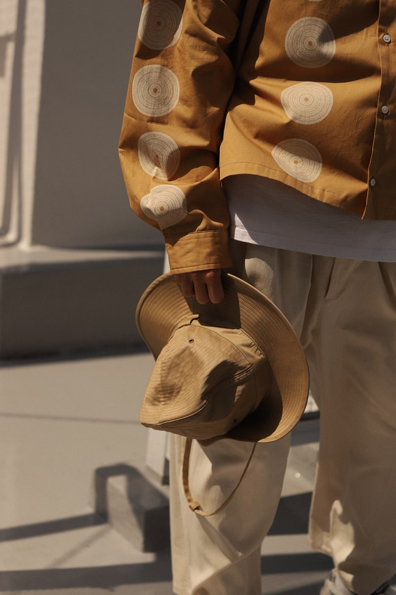 Sillage Drop 1 Summer 2020 Collection Japanese calligrapher Ryo Koizumi Nicolas Yuthanan Chalmeau silhouettes artful open collar shirt oversized denim pants ventile Sahara hats 