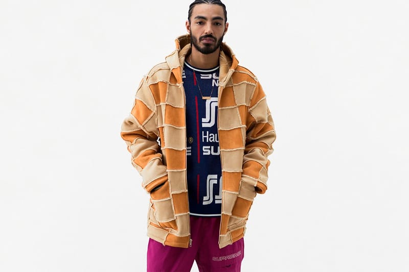 faux suede patchwork hooded jacket