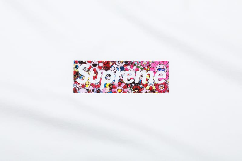 supreme floral logo tee black