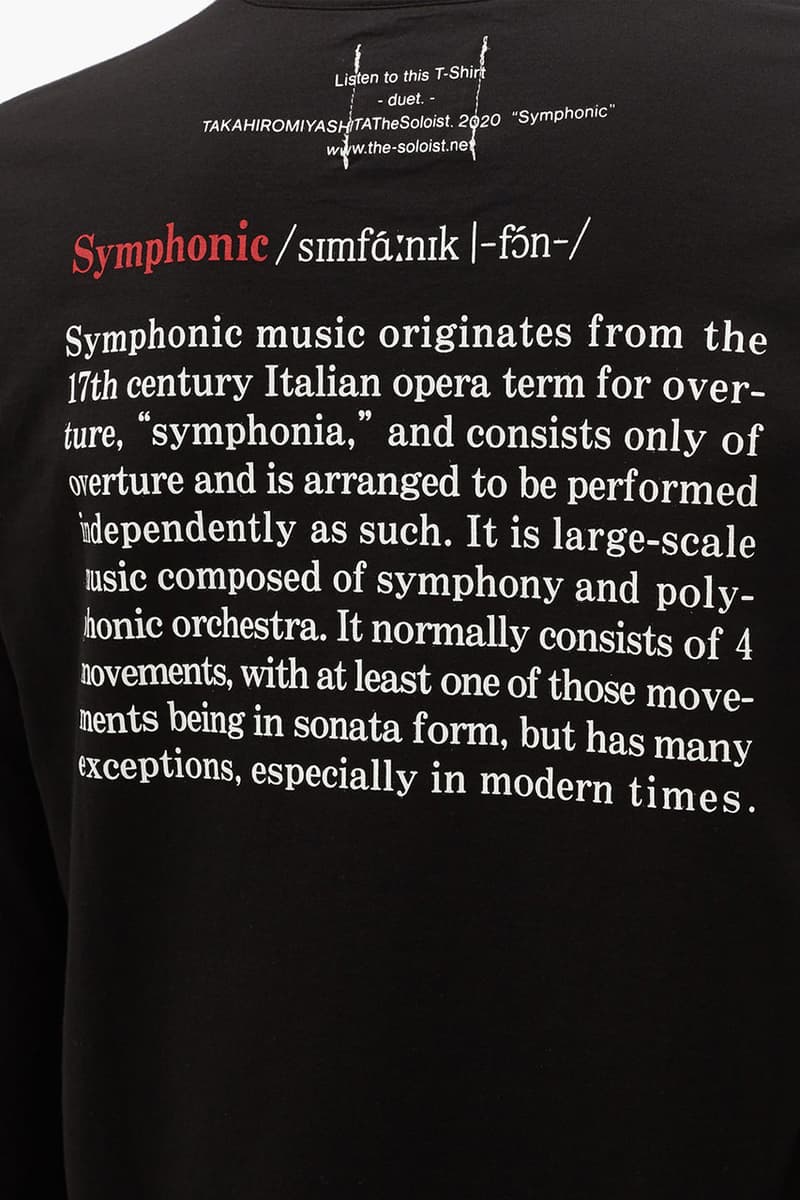 TAKAHIROMIYASHITA TheSoloist. "Dark Ambient" "Gospel" "Symphonic" Print T-shirts Music Inspired Release Information Takahiro Miyashita Japanese Label Short Sleeve Longsleeve SS20 Runway