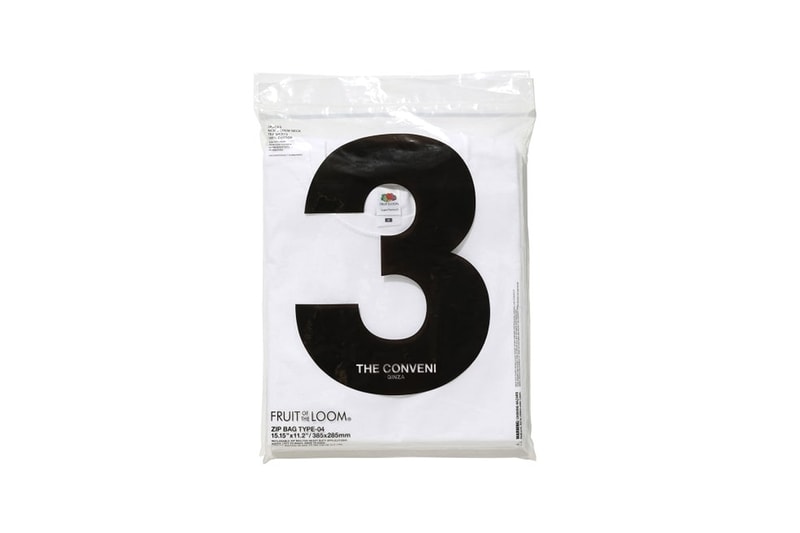 THE CONVENI Fruit of the Loom Three Pack T shirt tees menswear streetwear twin lightning bolts thunderbolt hiroshi fujiwara essentials plain white tee black ginza japanese tokyo spring summer 2020 collection