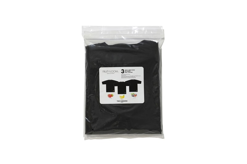 THE CONVENI Fruit of the Loom Three Pack T shirt tees menswear streetwear twin lightning bolts thunderbolt hiroshi fujiwara essentials plain white tee black ginza japanese tokyo spring summer 2020 collection