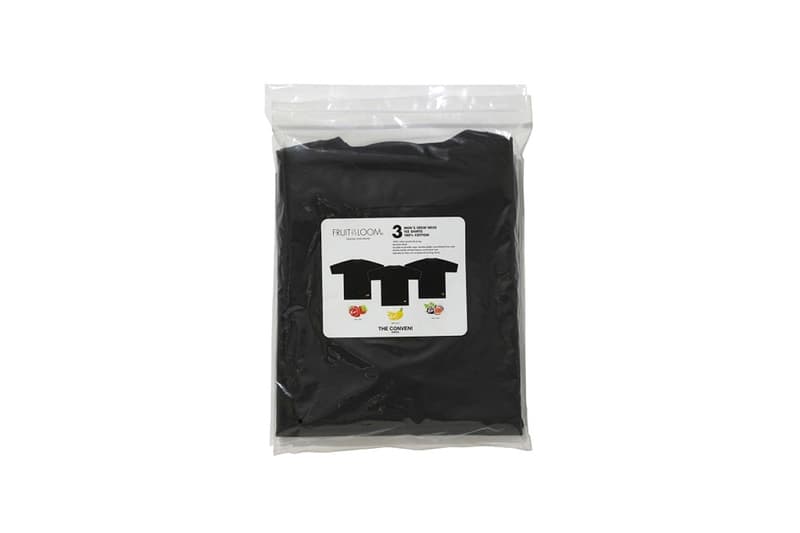 THE CONVENI Fruit of the Loom Three Pack T shirt tees menswear streetwear twin lightning bolts thunderbolt hiroshi fujiwara essentials plain white tee black ginza japanese tokyo spring summer 2020 collection