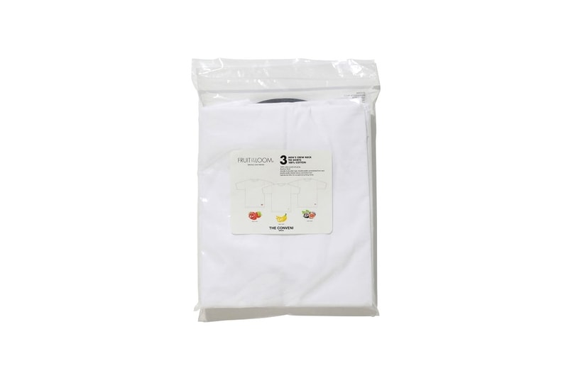 THE CONVENI Fruit of the Loom Three Pack T shirt tees menswear streetwear twin lightning bolts thunderbolt hiroshi fujiwara essentials plain white tee black ginza japanese tokyo spring summer 2020 collection